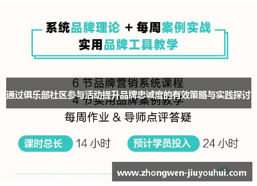 通过俱乐部社区参与活动提升品牌忠诚度的有效策略与实践探讨