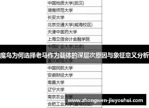 魔鸟为何选择老马作为载体的深层次原因与象征意义分析 魔鸟为何选择老马作为载体的深层次原因与象征意义分析
